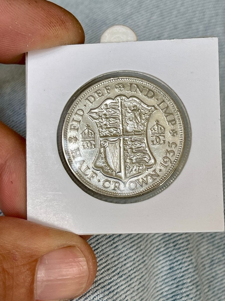 Royaume-Uni 1/2 crown 1935, Timbres & Monnaies, Monnaies | Europe | Monnaies non-euro, Monnaie en vrac, Argent, Enlèvement