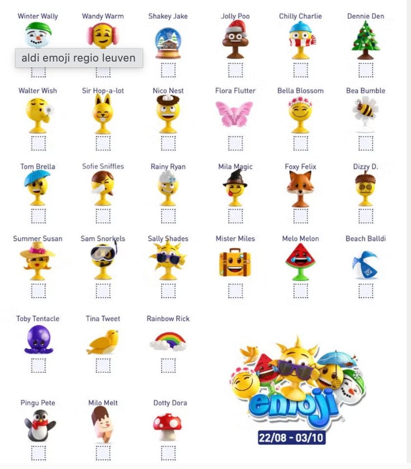 emoji regio leuven volledige reeks, Aldi, Ophalen of Verzenden