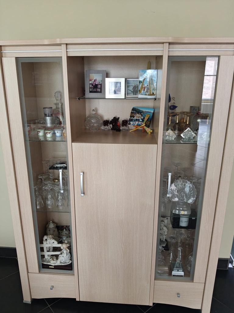 Vitrinekast, Ophalen, Met deur(en), 100 tot 150 cm, Glas