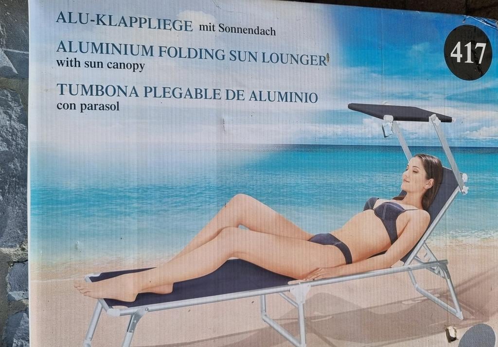 Transat, 187x59 cm, avec auvent, NEUF, Enlèvement, Neuf, Aluminium, Réglable