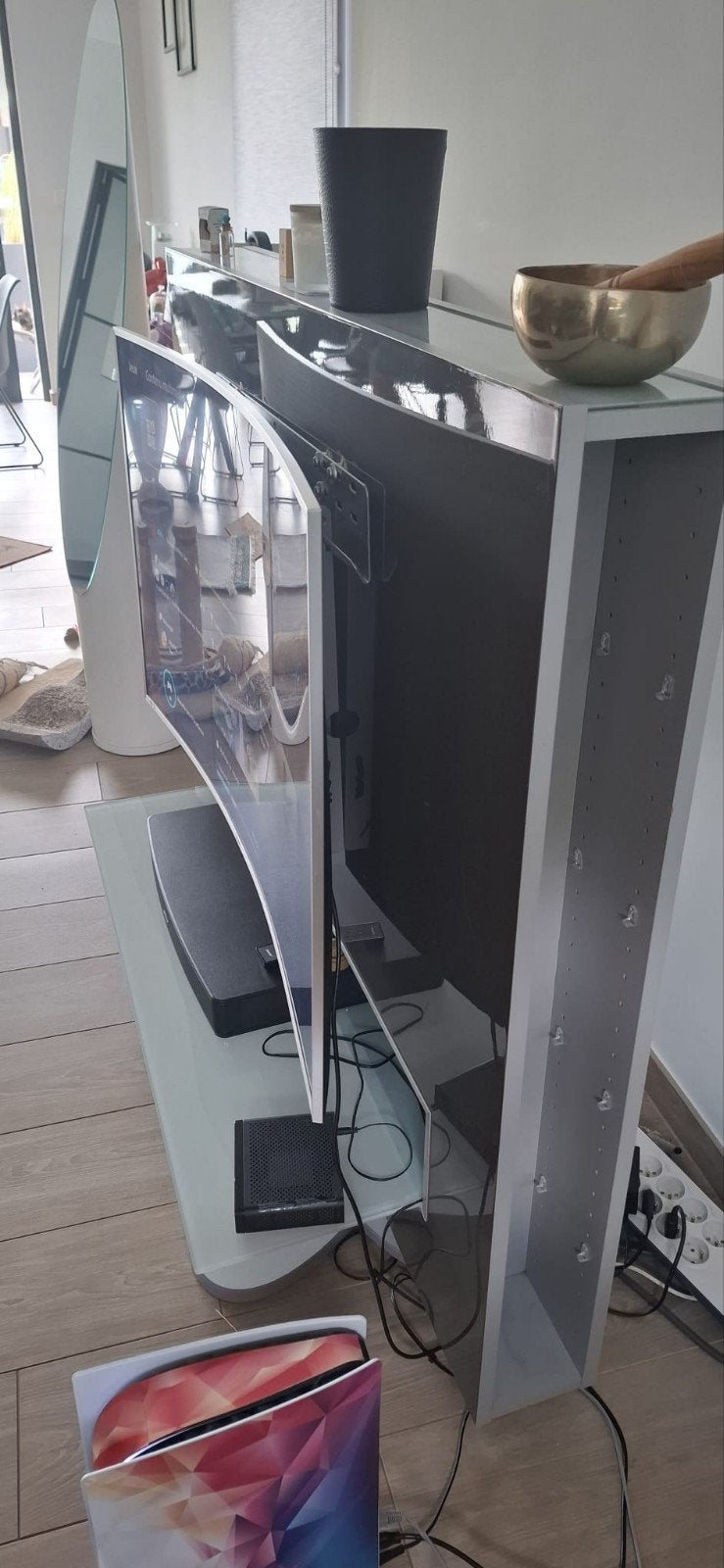 Meuble TV gris, 25 à 50 cm, Enlèvement, Utilisé, 100 à 150 cm
