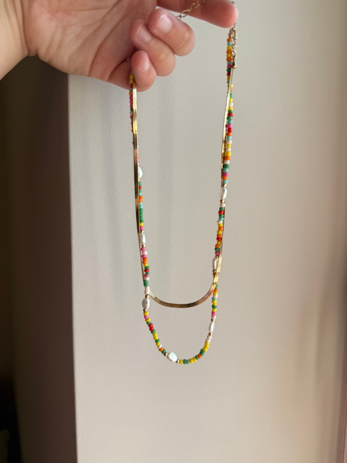 Kralen ketting, Handtassen en Accessoires, Kettingen, Ophalen, Zo goed als nieuw