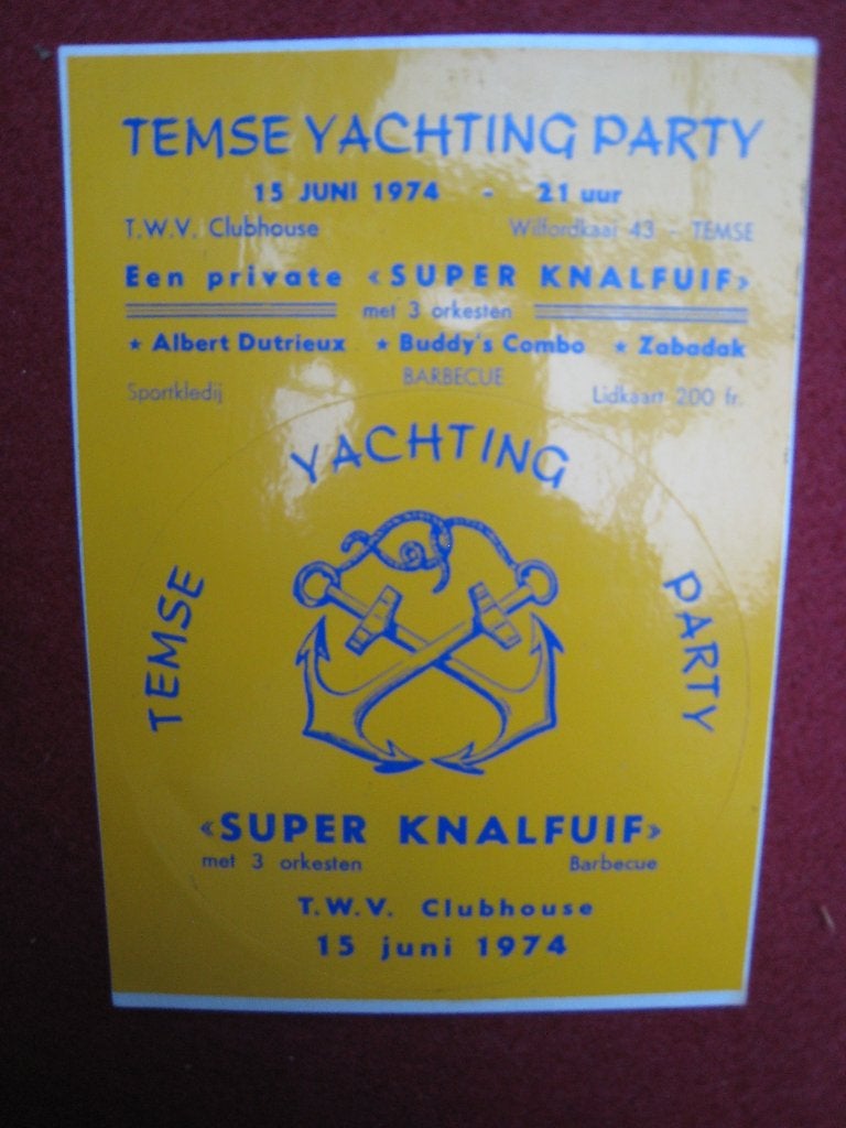 Vintage Sticker Temse Yachting Party O-VL, Verzenden, Gebruikt, Bedrijf of Vereniging