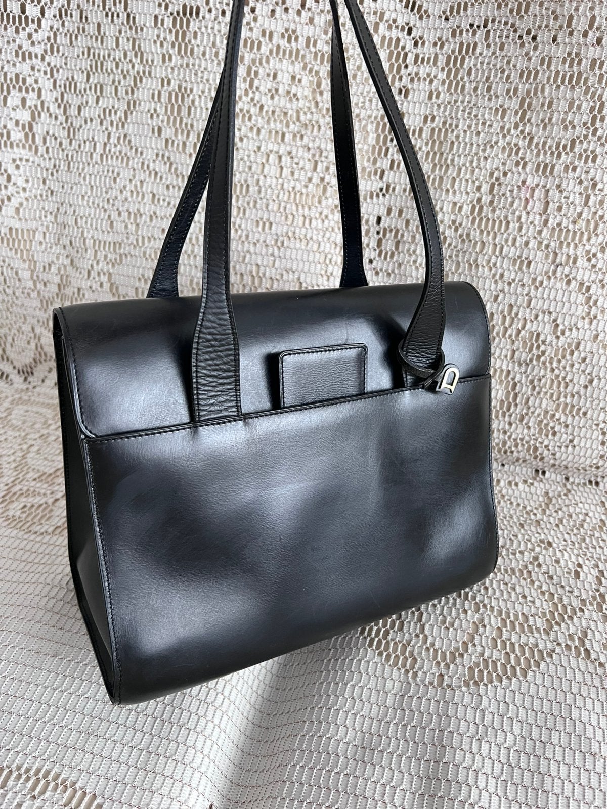 DELVAUX Vintage zwarte leren tas, Ophalen of Verzenden, Zo goed als nieuw, Zwart