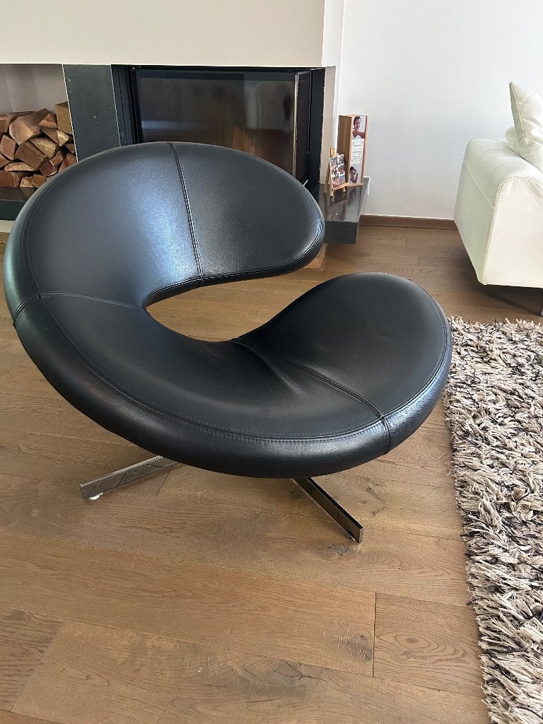 Fauteuil Nuage cuir noir Rochebobois, Maison & Meubles, Fauteuils, 100 à 125 cm, Comme neuf, Contemporain, Enlèvement