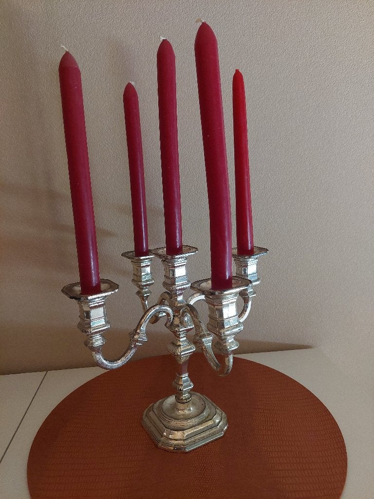 Vintage BMF 5-armige Verzilverde Kandelaar – West-Duitsland, Ophalen, Zilver