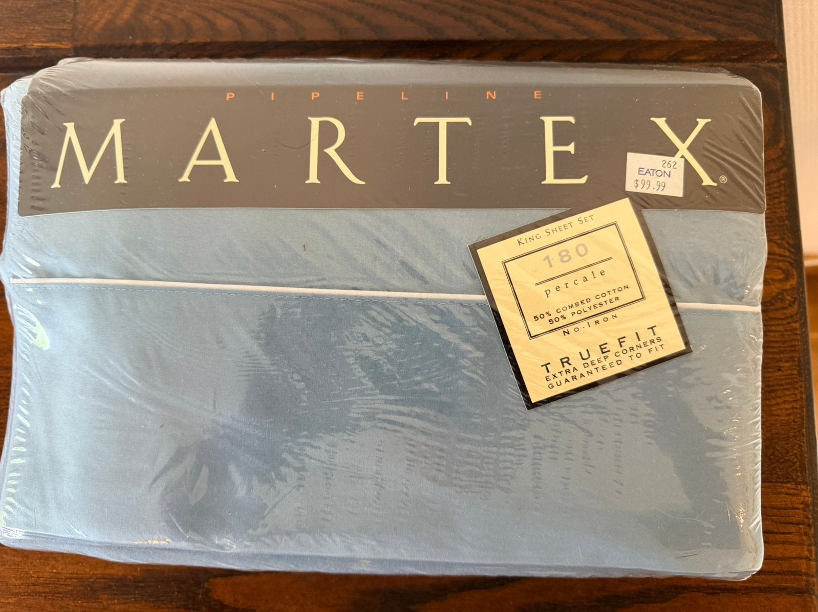 Nouveau ensemble de draps vintage Martex King- Bleu pipeline, Enlèvement ou Envoi, Comme neuf, Coton, Bleu