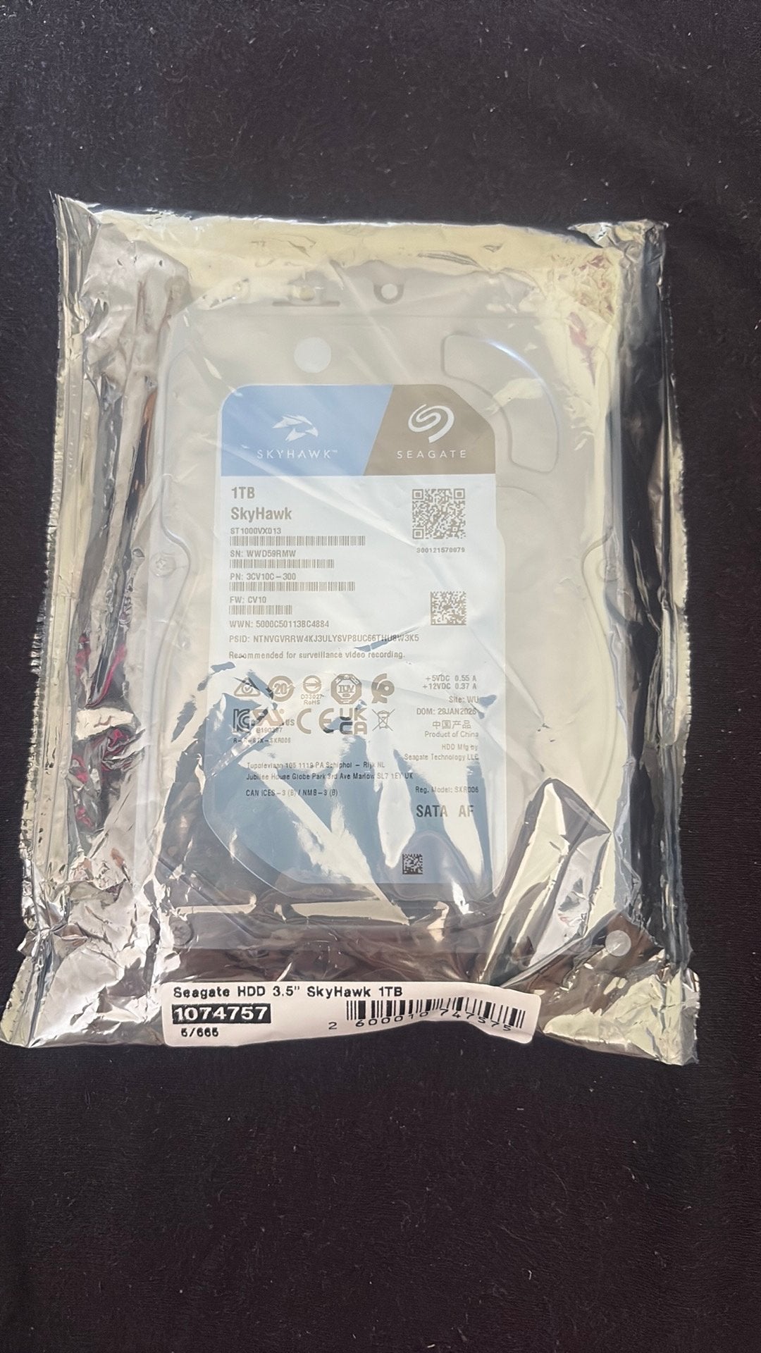 Seagate SkyHawk 1 To ST1000VX013 — Neuf et scellé, Envoi, Neuf, SATA, HDD
