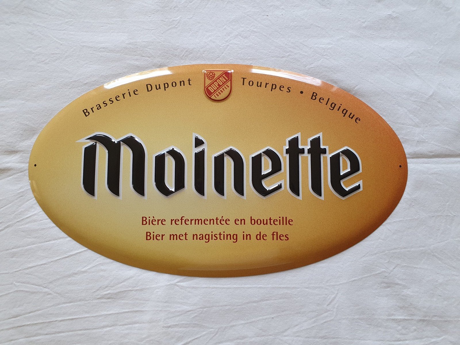 Moinette plaque émaillée bombée décor en relief, Enlèvement ou Envoi
