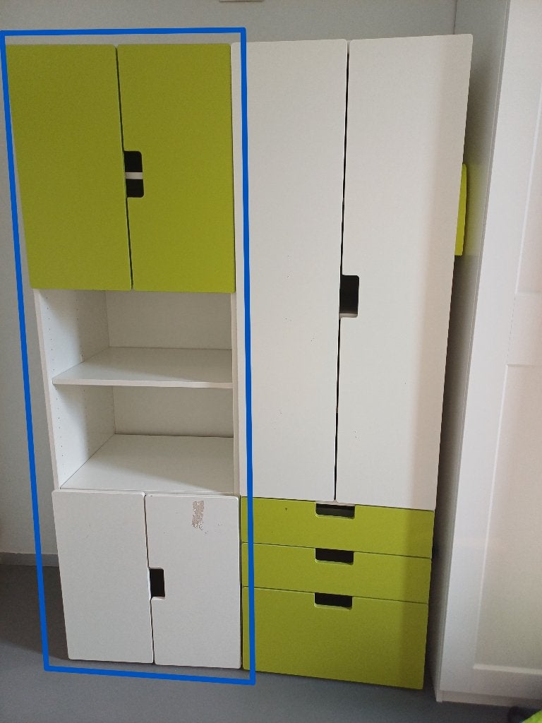 Armoire STUVA avec 2 jeux de petites portes et 5 étagères, Avec porte(s), Utilisé, 50 à 100 cm, Strak en tijdloos design