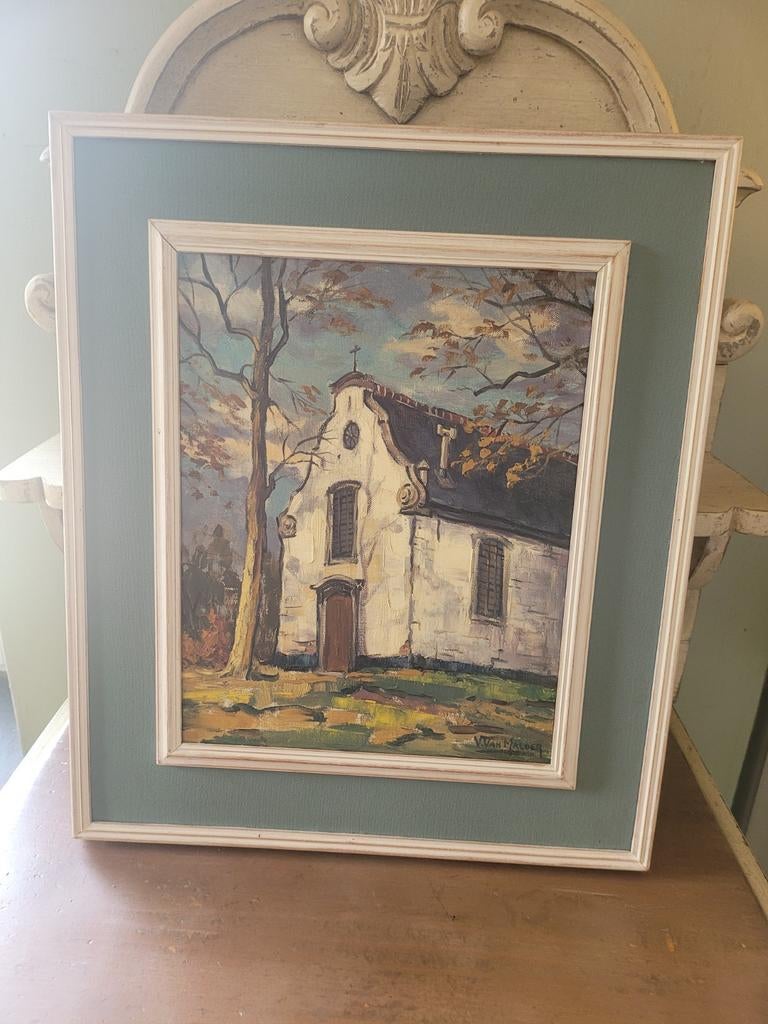 Prachtig schilderij op canvas ingelijst en gesigneerd door V, Antiek en Kunst, Ophalen of Verzenden