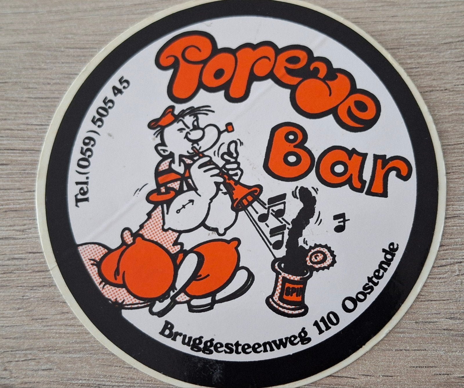 F : autocollant Bar Popeye, personnage de dessin animé d'Ost, Collections, Enlèvement ou Envoi, Comme neuf, Société ou Association
