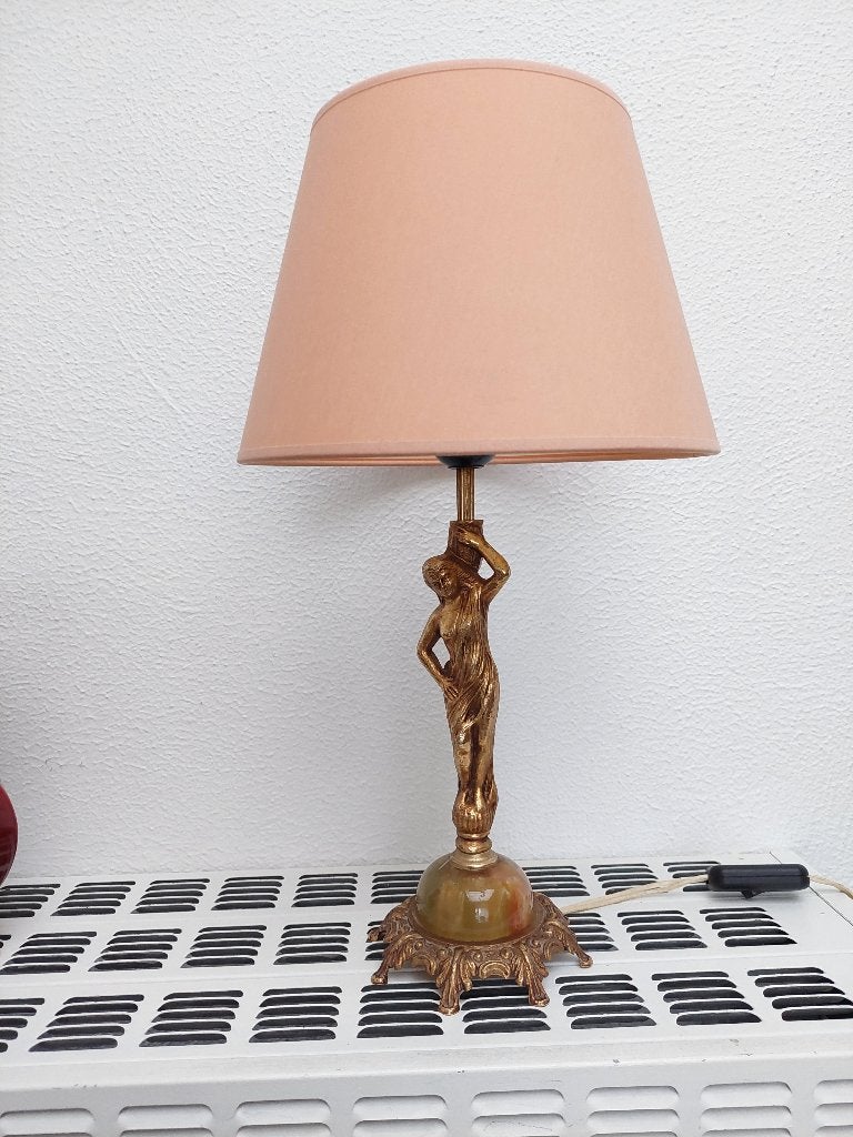 antieke tafellamp vrouwenbeeld, Enlèvement, Cuivre ou Bronze