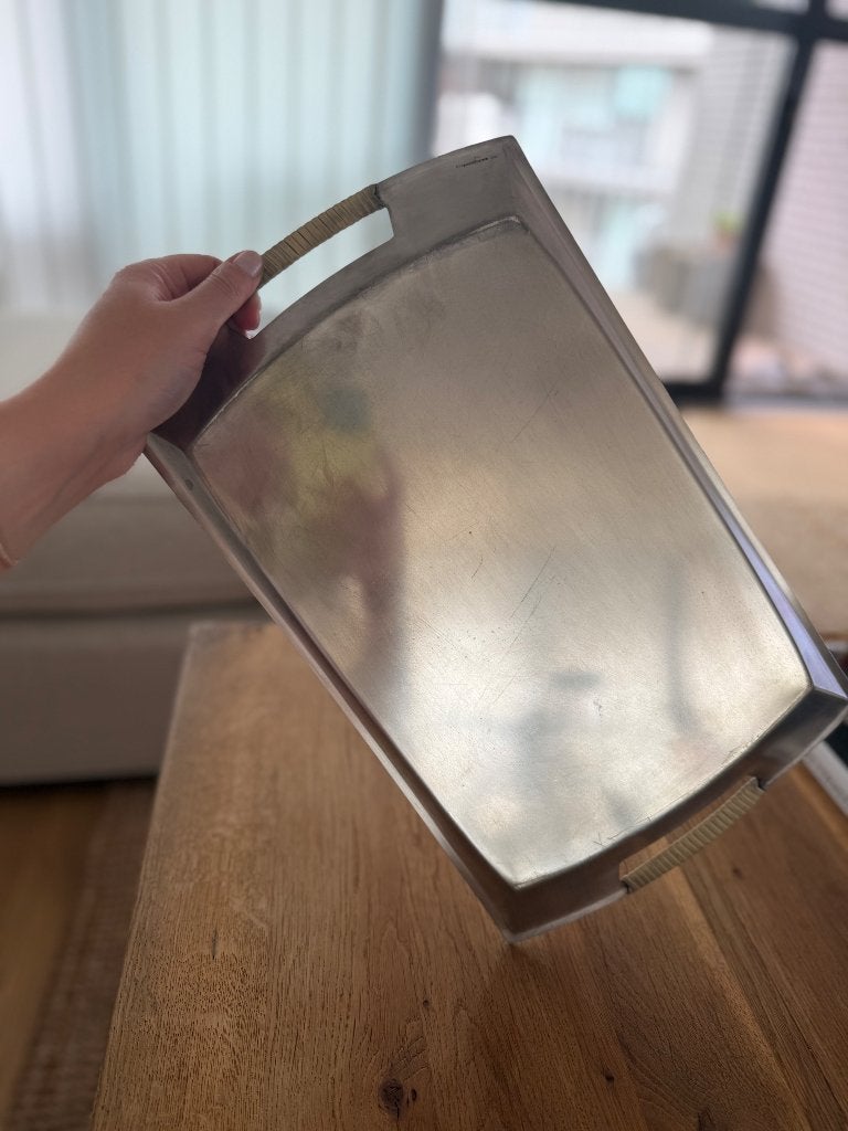 Floreat Alpaka Hallmarked Silver Server Tray, Gebruikt, Ophalen of Verzenden, Dienblad, Metaal