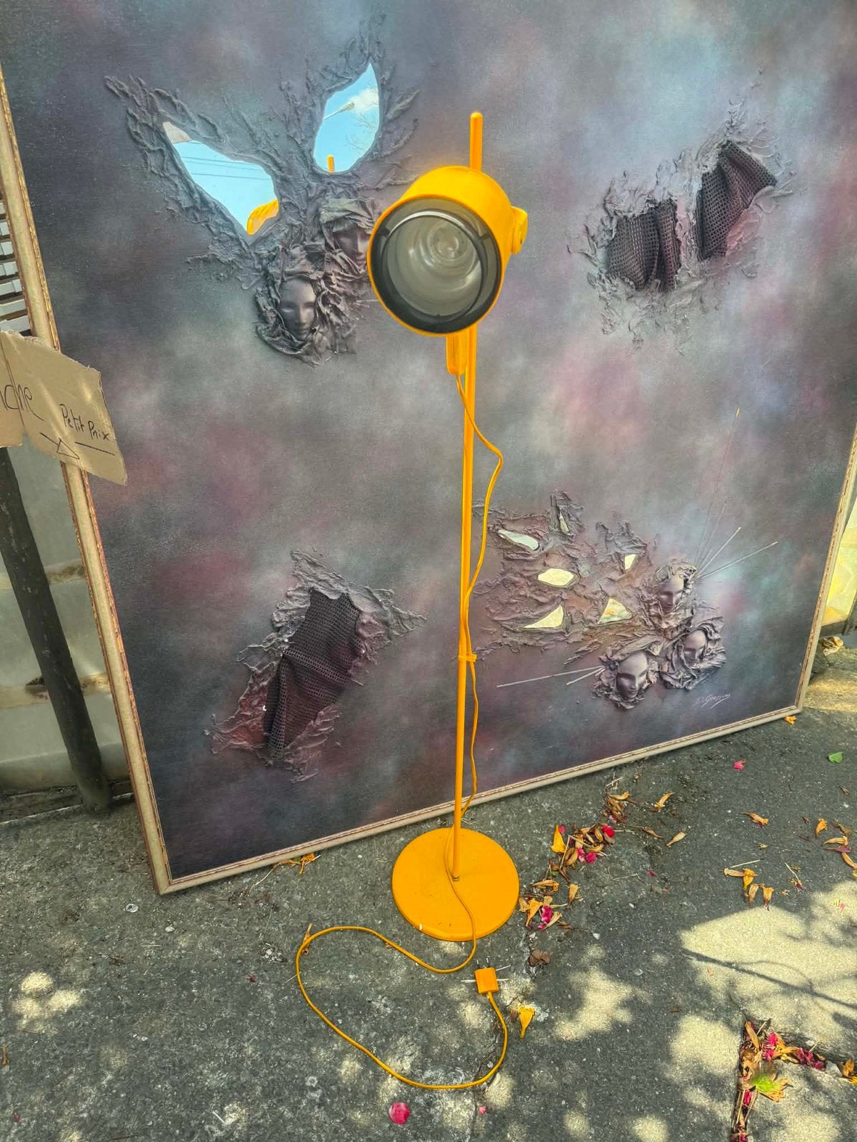 Lampe vintage sur pied, orange, Ophalen, Gebruikt