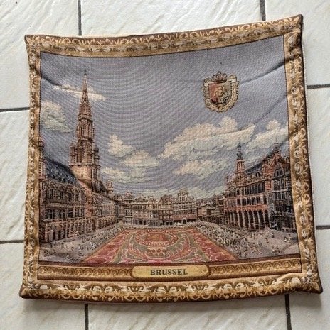 Taie d'oreiller tissée « Grand Place Brussels » Goblens Art, Coussin décoratif, Enlèvement, Autres marques, Avec fermeture éclair