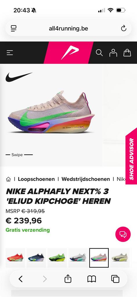 NIKE Alphafly next 3 “Eliud Kipchoge” maat 43, Neuf, Course à pied, Chaussures de course à pied, Enlèvement ou Envoi