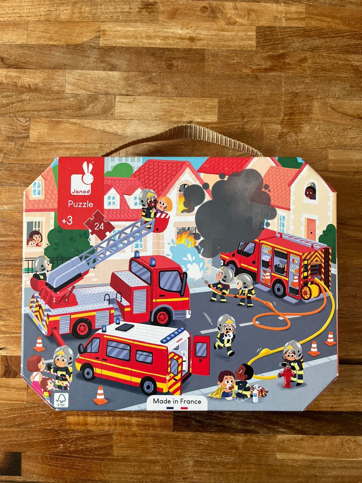 Brandweerpuzzel - Janod, Kinderen en Baby's, Speelgoed | Kinderpuzzels, Ophalen, 10 tot 50 stukjes, Zo goed als nieuw, 2 tot 4 jaar