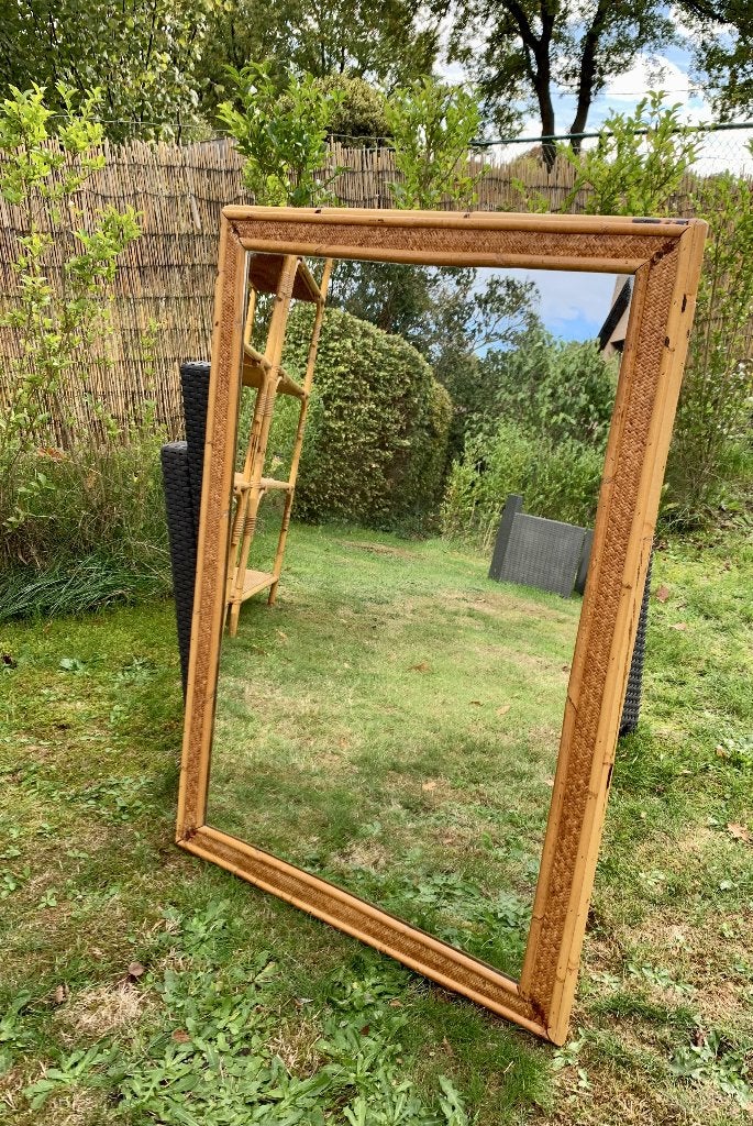 Rotan spiegel, Ophalen, Gebruikt, 100 tot 150 cm, Rechthoekig