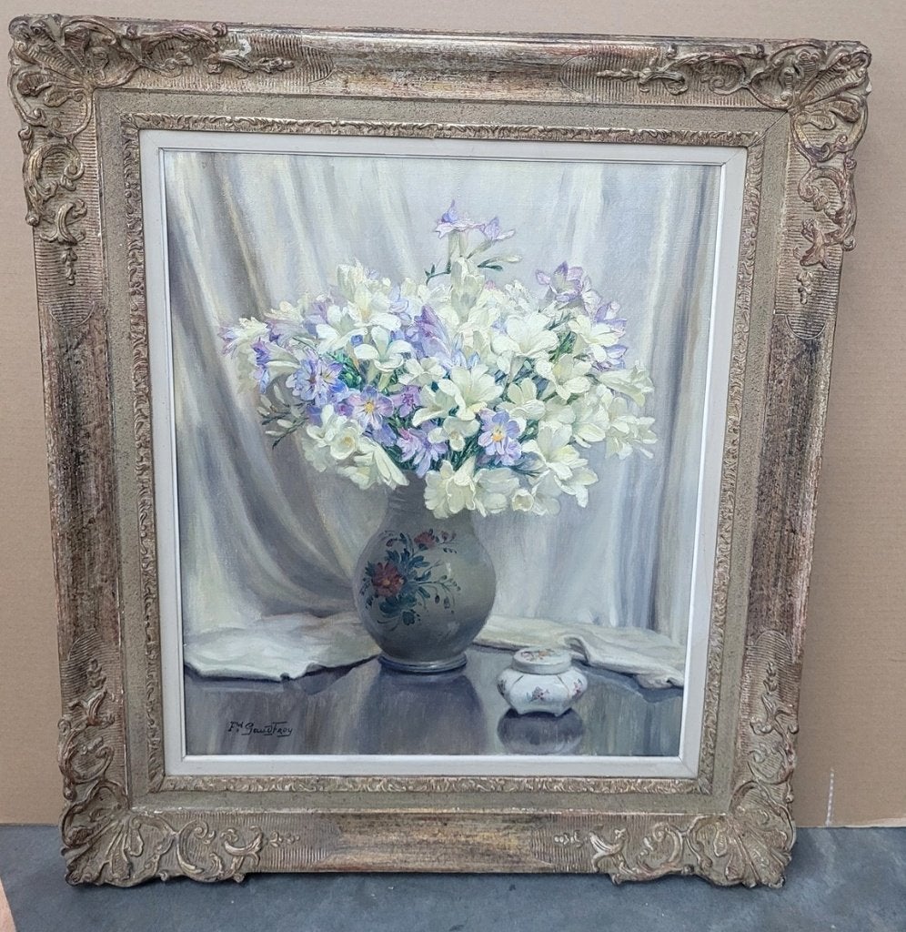 Fernand GAUDFROY, vaas met bloemen, Antiek en Kunst, Kunst | Schilderijen | Klassiek, Bloemen, Doek, Ophalen of Verzenden, Gesigneerd