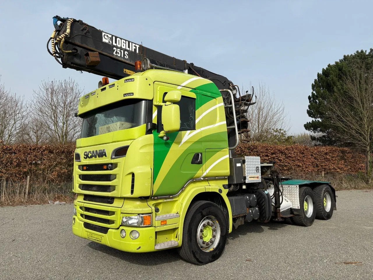 Scania R560 V8 / Kraan Loglift 251S / STEEL suspension / Ret, Euro 5, Achterwielaandrijving, Scania, Leder