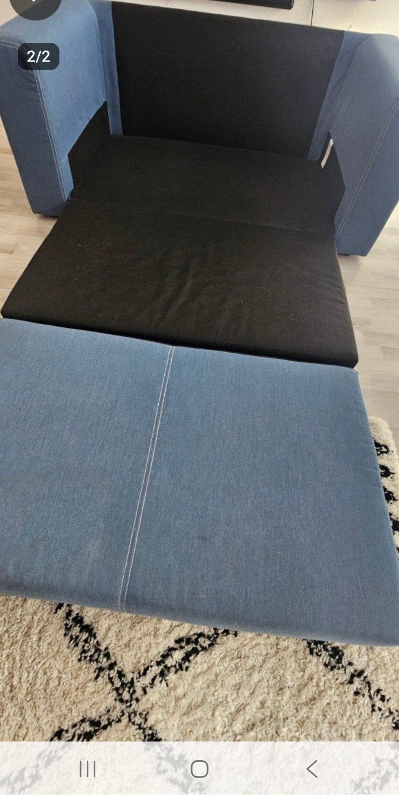 GRATIS 2-zits Slaapsofa (matig gebruikt ; weg = weg), Huis en Inrichting, Ophalen, Zo goed als nieuw, Tweepersoons, Blauw