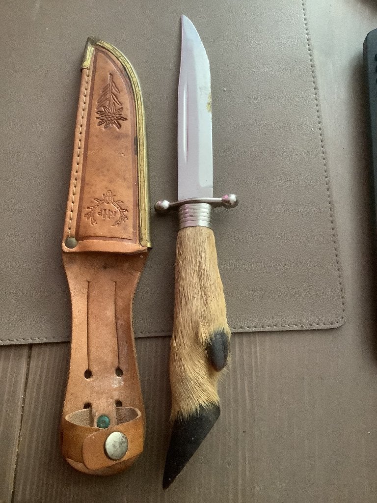 Véritable couteau chasse vintage Trachtenmessr/Jagdnicker, Enlèvement, Autres, Couteau ou Poignard