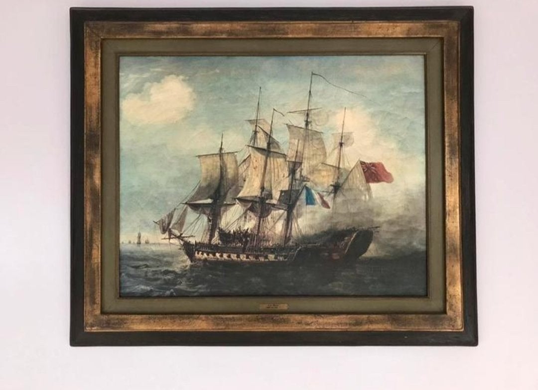 École hollandaise (XIXe) Grand navire sur une mer agitée, Enlèvement ou Envoi, Peinture à l'huile, Signé, Toile