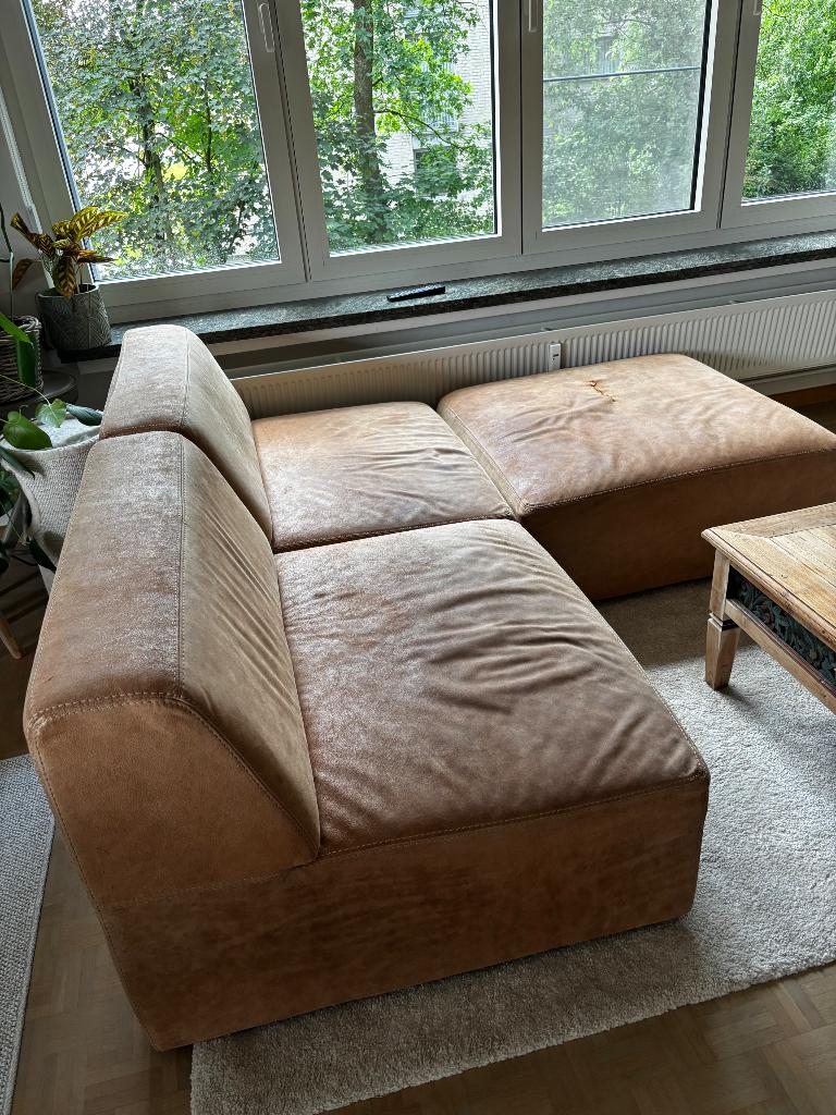 Leren zetel, Ophalen, Gebruikt, 150 tot 200 cm, Hoekbank