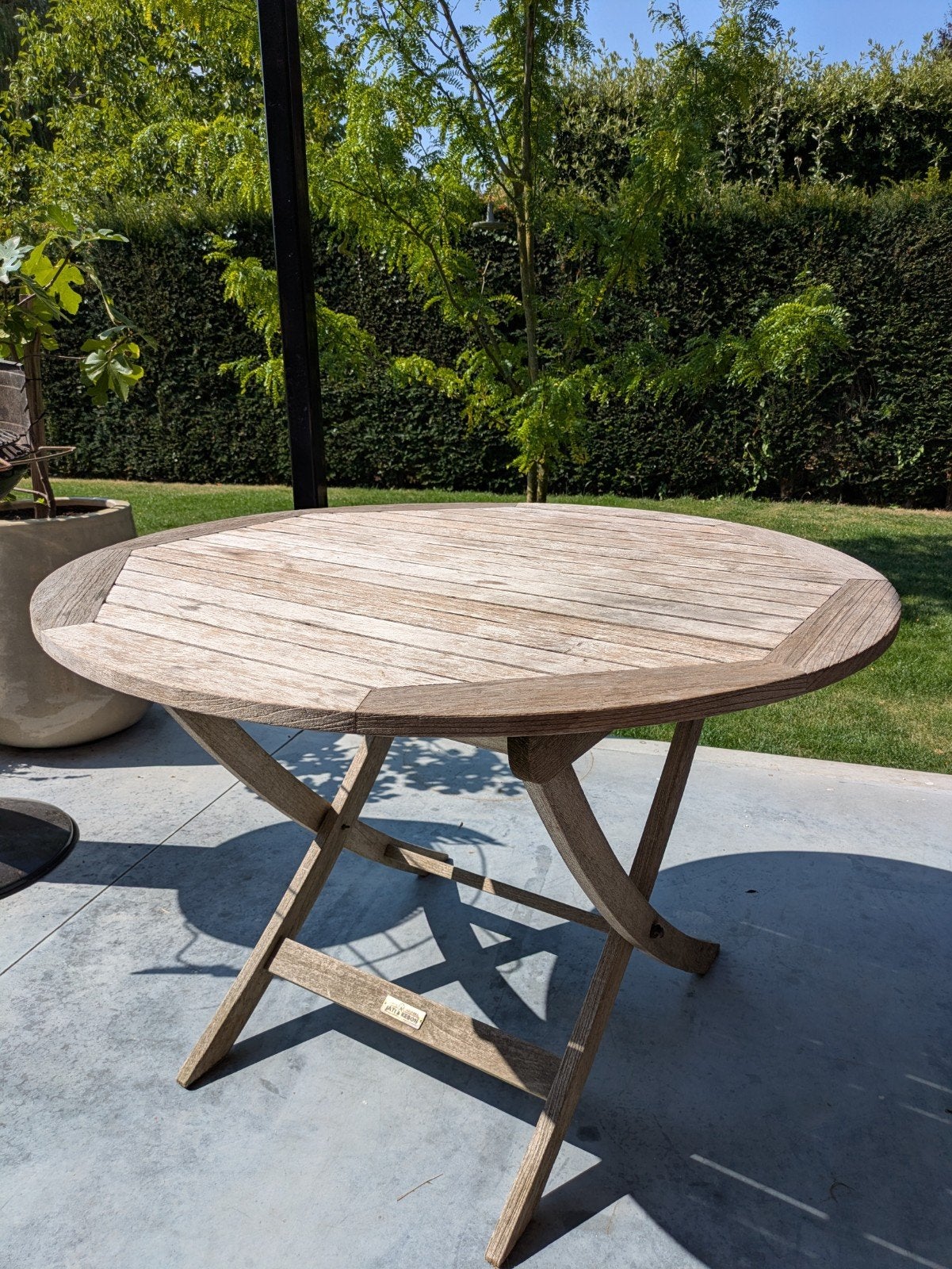Tuintafel teak, Tuin en Terras, Tuintafels, Ophalen, Gebruikt, Rond, Teakhout