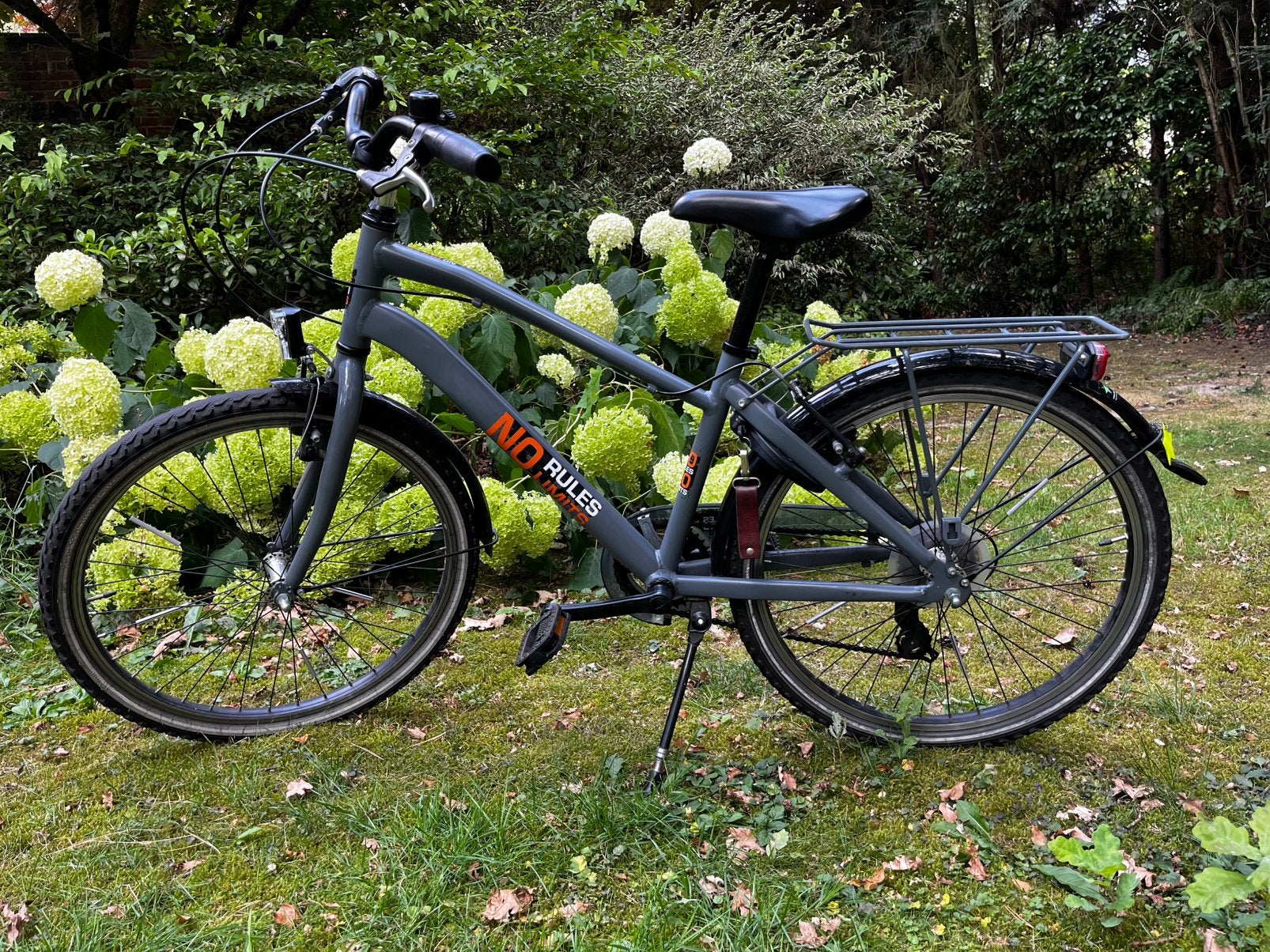 Sportieve unisex grijze fiets no fear no limits, Fietsen en Brommers, Ophalen, Gebruikt, 24 inch, Versnellingen