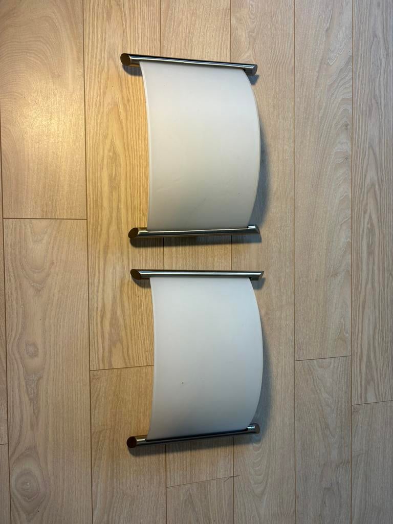 La Creu design wandlamp inox/matglas moderne wandverlichting, Ophalen of Verzenden, Zo goed als nieuw