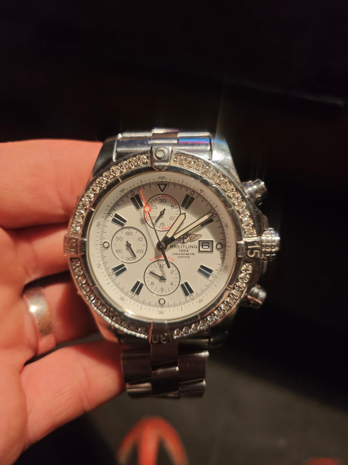 Breitling super avenger white diamond, Handtassen en Accessoires, Ophalen of Verzenden, Breitling
