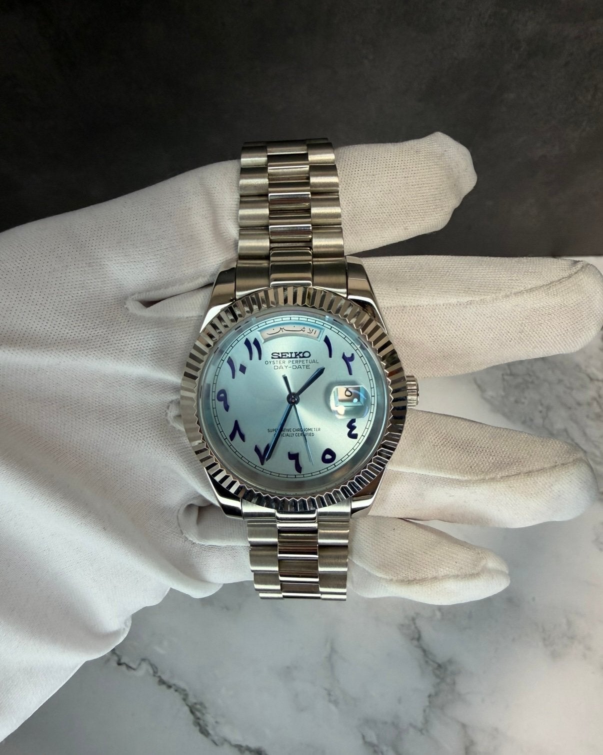 Seiko Mod – Ice blue dial, automatisch – NIEUW, Handtassen en Accessoires, Staal, Polshorloge, Nieuw, Ophalen of Verzenden