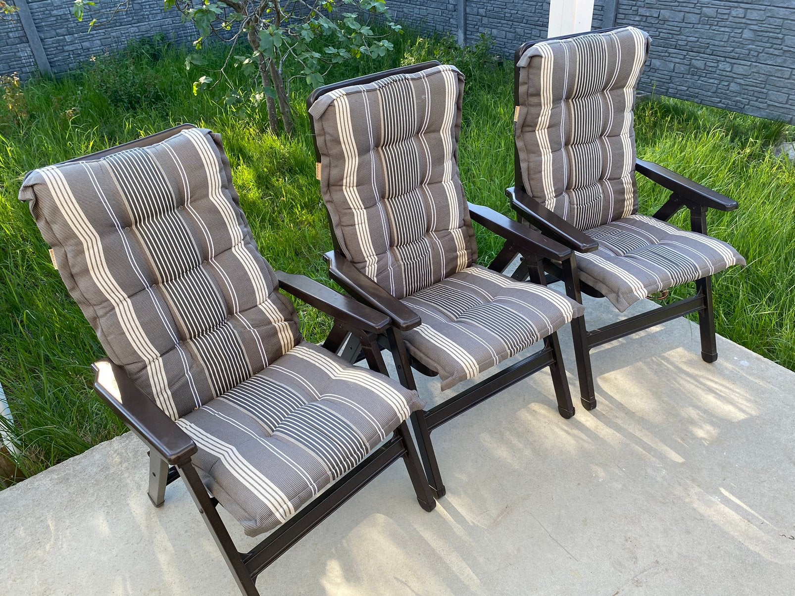 3 mooie verstelbare grote stevige tuinstoelen, Tuin en Terras, Ophalen, Zo goed als nieuw
