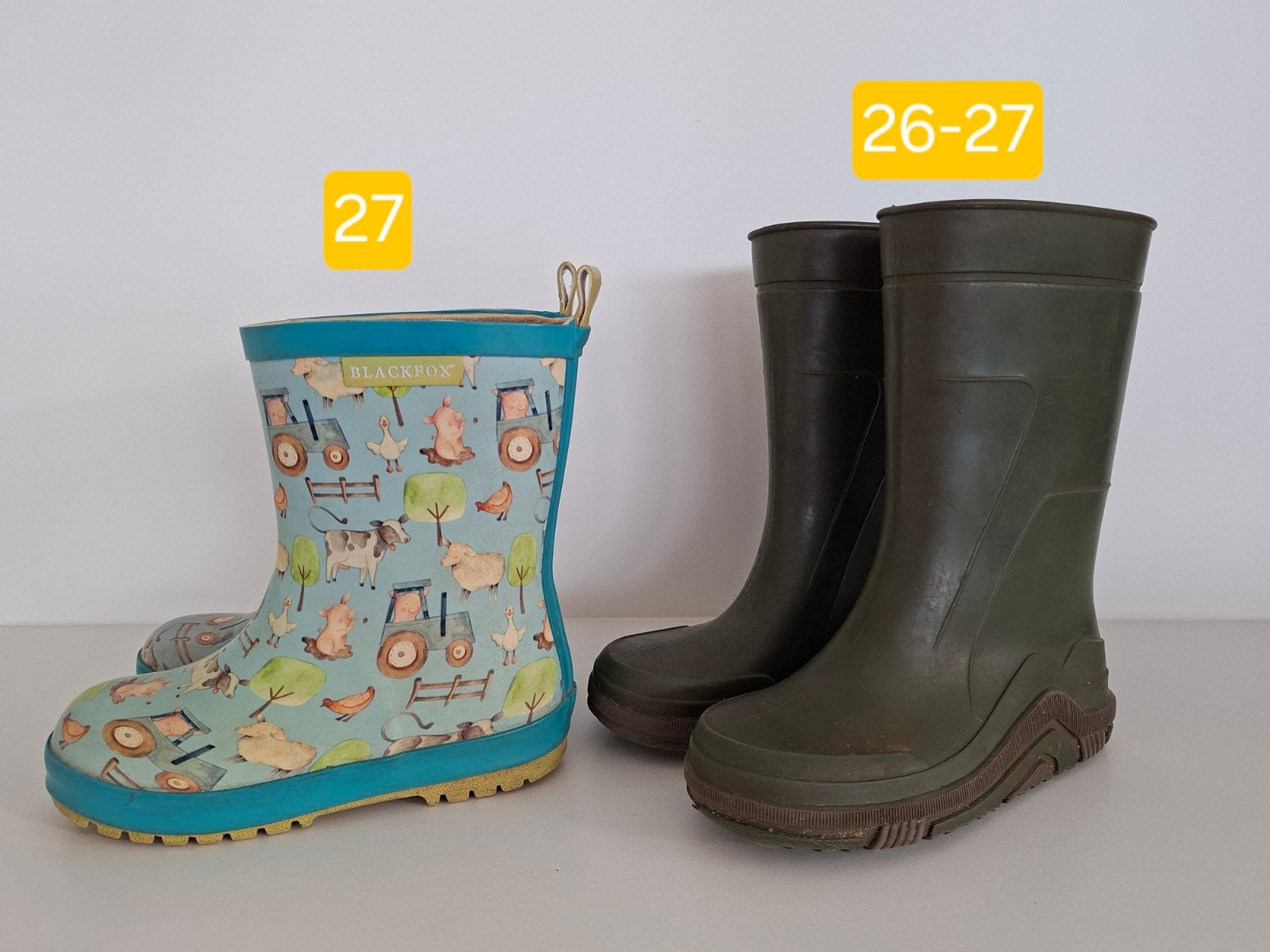 Regenlaarzen maat 26-27 en 27, Kinderen en Baby's, Ophalen, Zo goed als nieuw, Laarzen