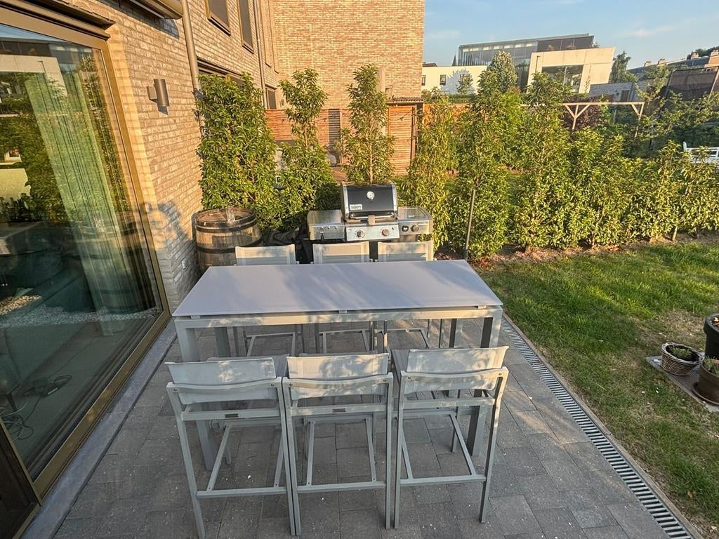 Tuinset van T &T design met 6 hoge stoelen, Tuin en Terras, Ophalen