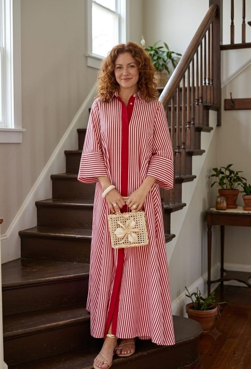 Soepele rood-wit gestreepte lange jurk maat L, Kleding | Dames, Jurken, Ophalen of Verzenden, Blauw