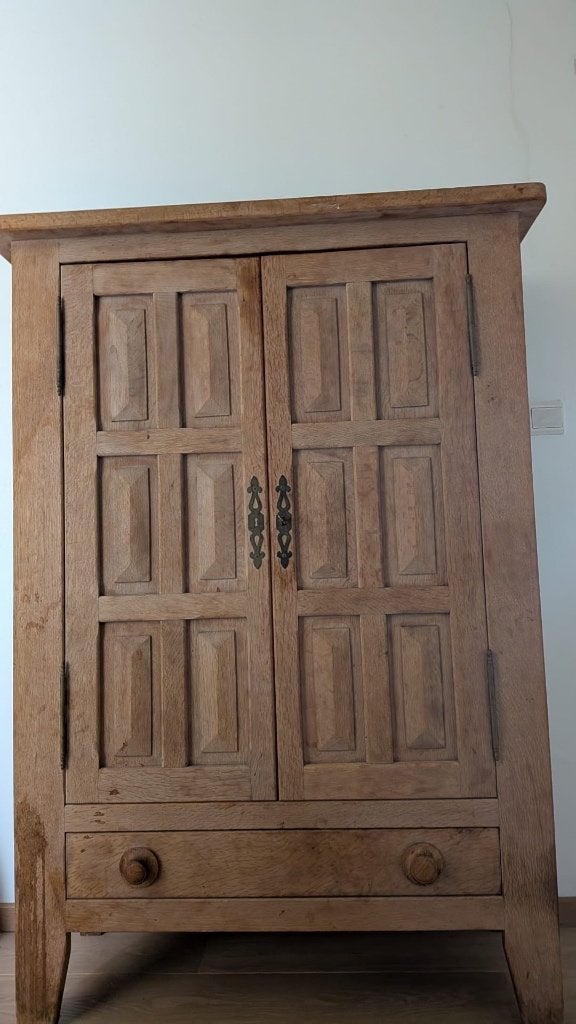 Gezandstraalde houten kast, Ophalen, Gebruikt, 100 tot 150 cm, Eikenhout