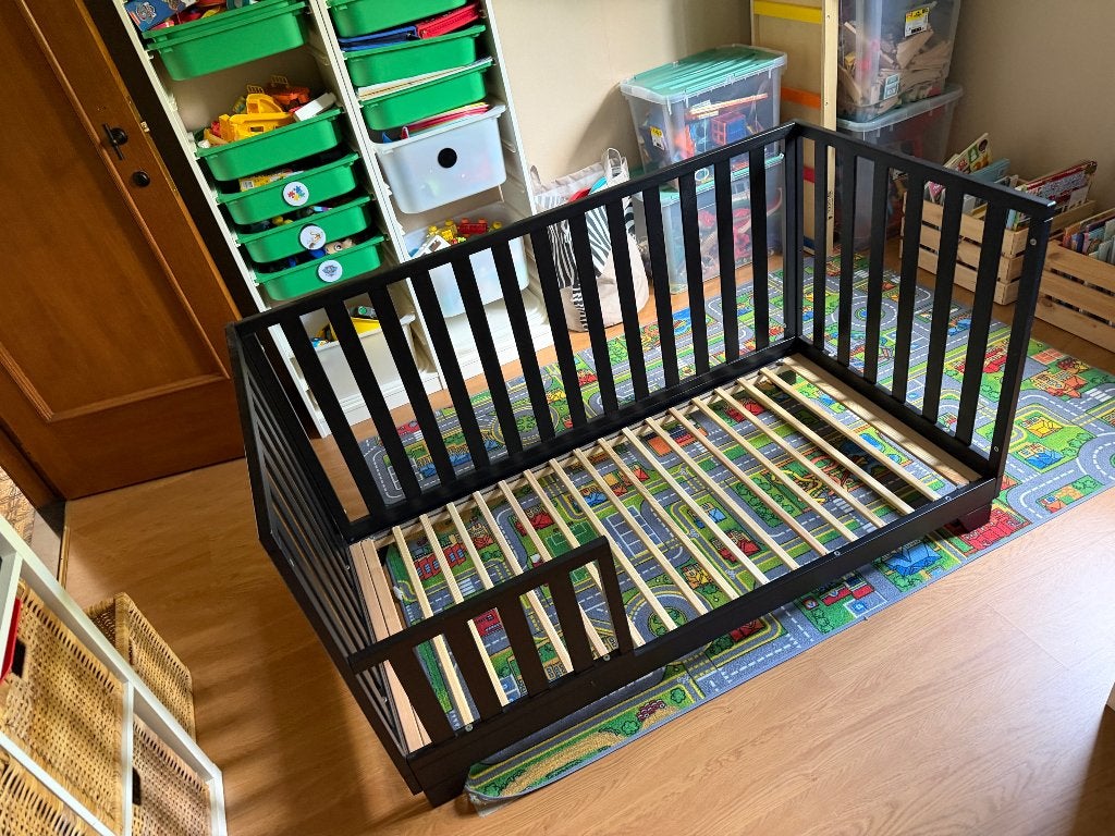Zwart meegroeibed (baby-peuter-kleuter), Ophalen, Gebruikt, 140 tot 160 cm, 70 tot 85 cm