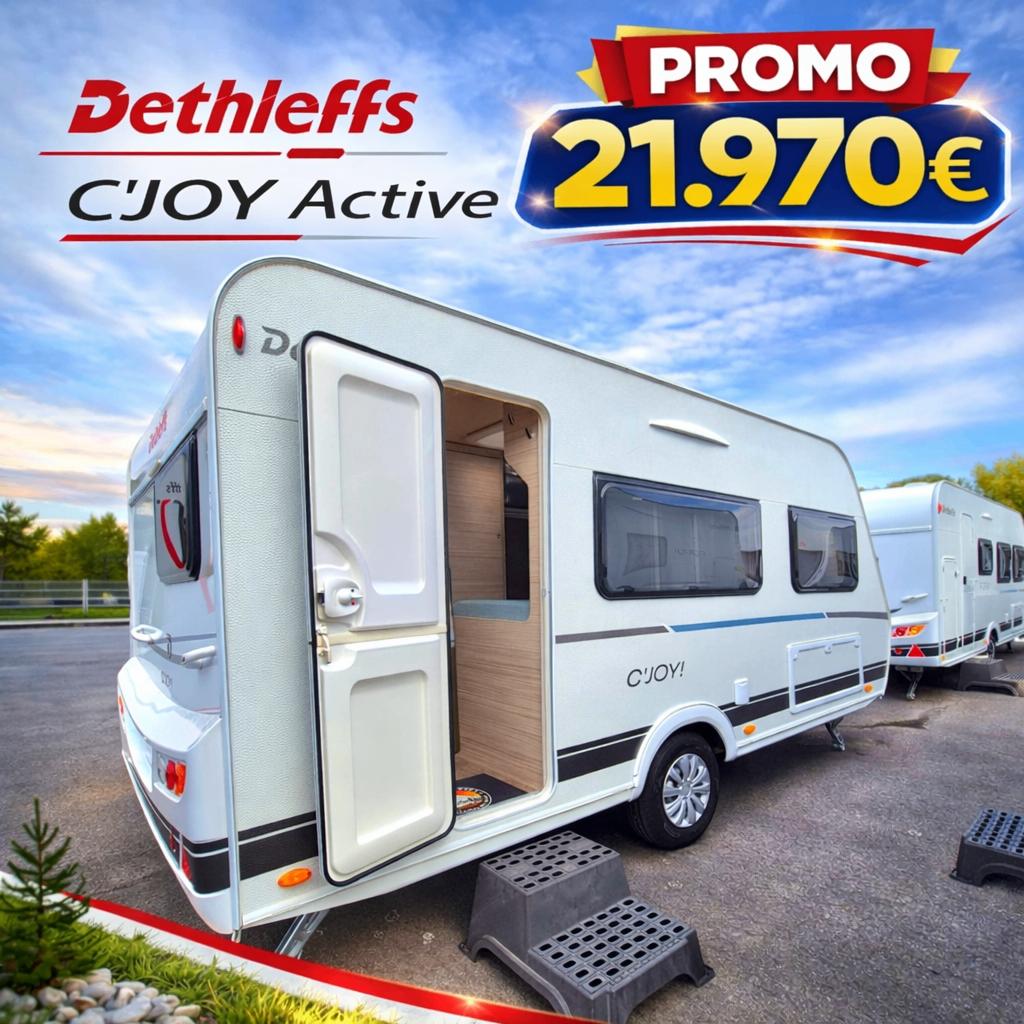 Dethleffs C’Joy 420 QSH, Caravans en Kamperen, Caravans, Treinzit, Schokbreker, Dwarsbed, Bedrijf