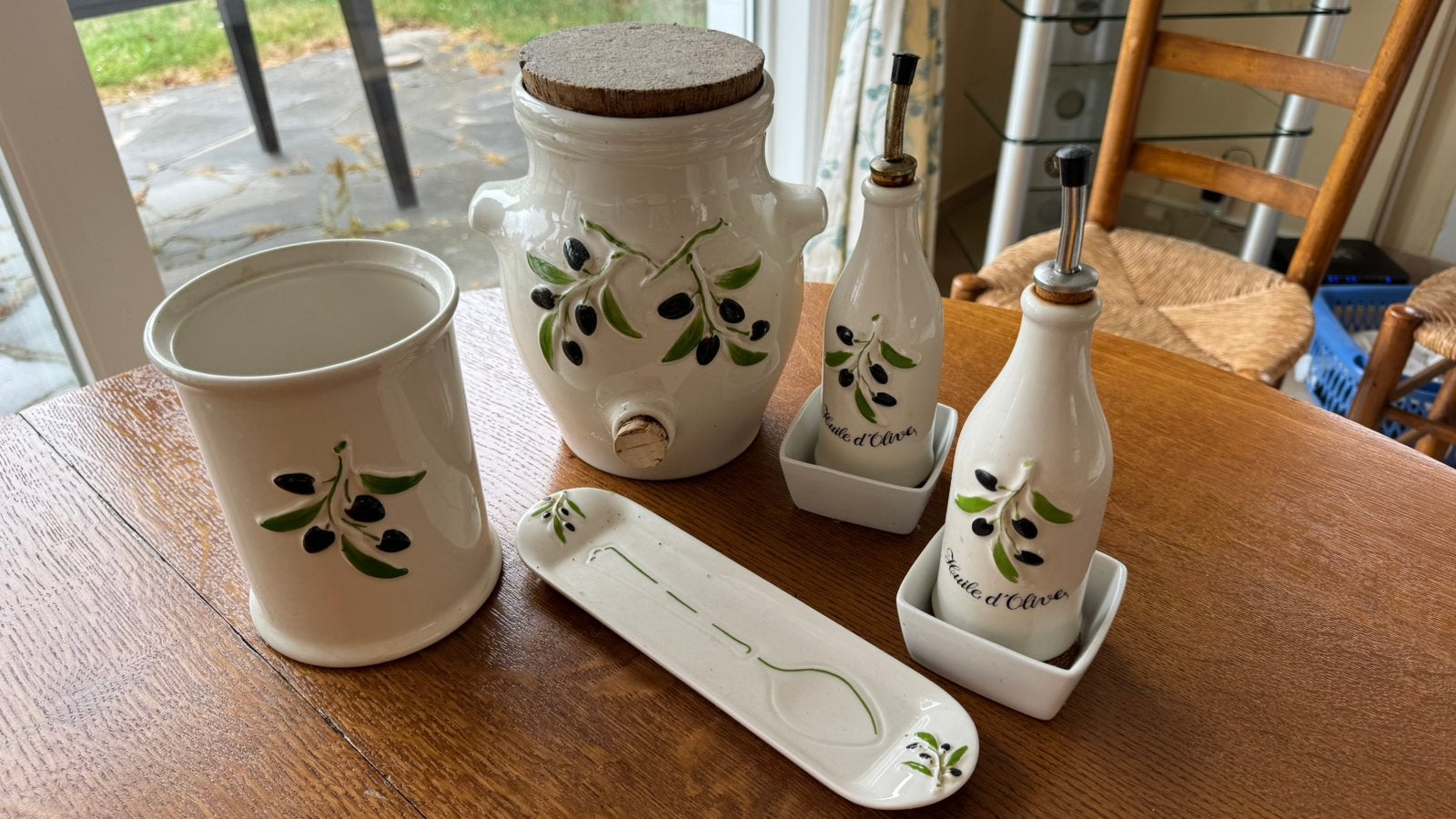 Lot d’accessoires cuisine en céramique Provence thème olive, Enlèvement, Utilisé, Beige