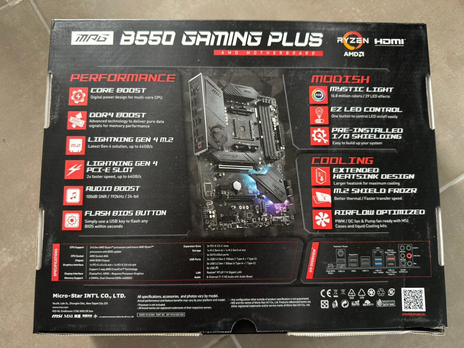 Carte mère MSI MPG B550 + Ryzen 7 5800X + Corsair DDR4 32GB, Computers en Software, Moederborden, Gebruikt, DDR4, Ophalen of Verzenden