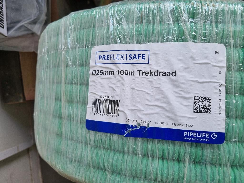 75m PREFLEX SAFE trekdraad 25mm, Doe-het-zelf en Bouw, Ophalen, Zo goed als nieuw, Kabel of Snoer