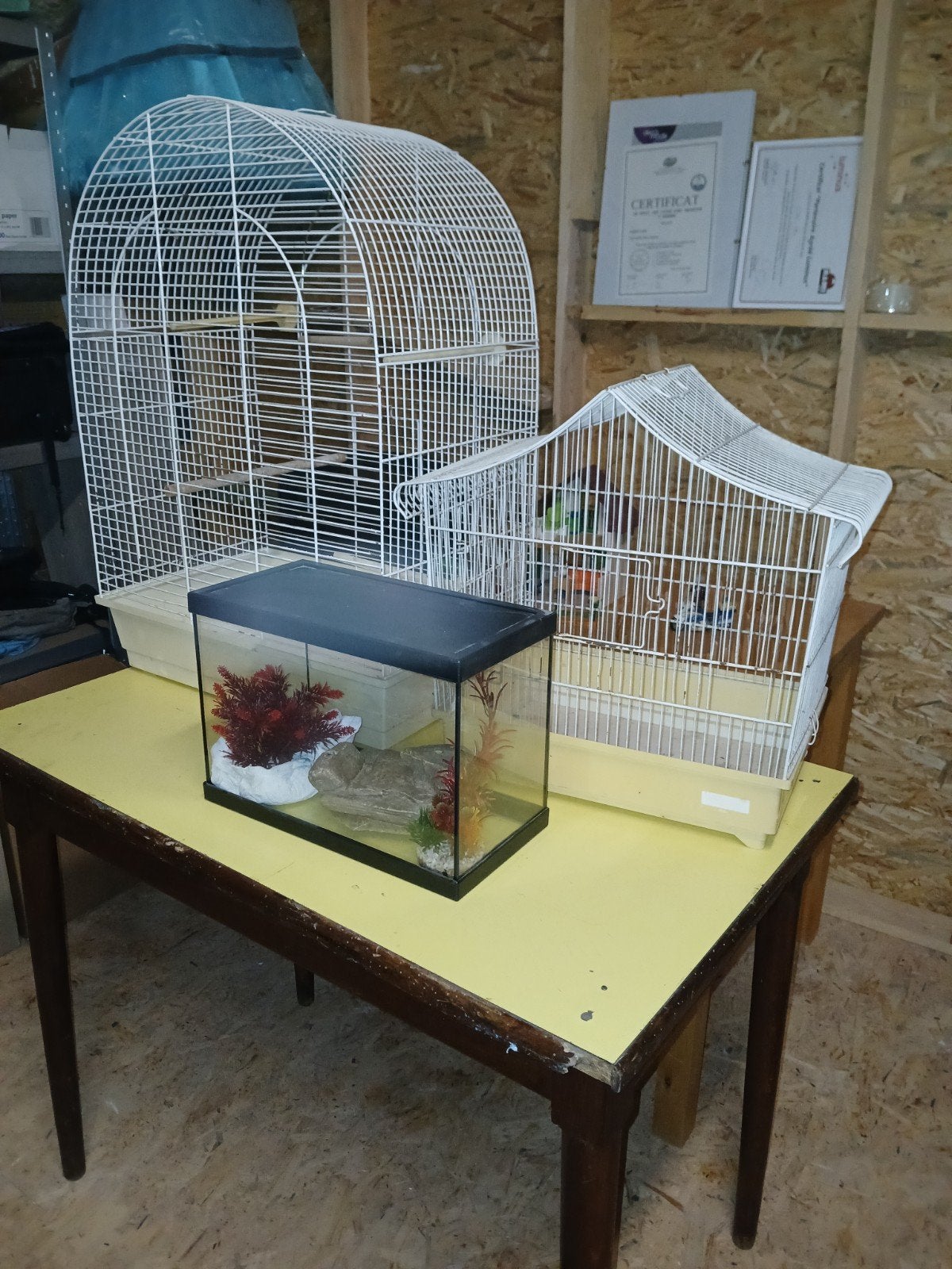 cages d oiseaux et petit animaux et un aquarium, Enlèvement, Comme neuf, Métal, Autres types
