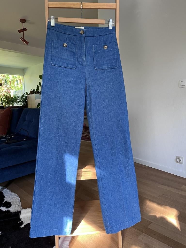 Mooie, ongedragen jeansbroek Sézane, maat 36, Kleding | Dames, Broeken en Pantalons, Blauw, Zo goed als nieuw, Maat 36 (S), Sézane