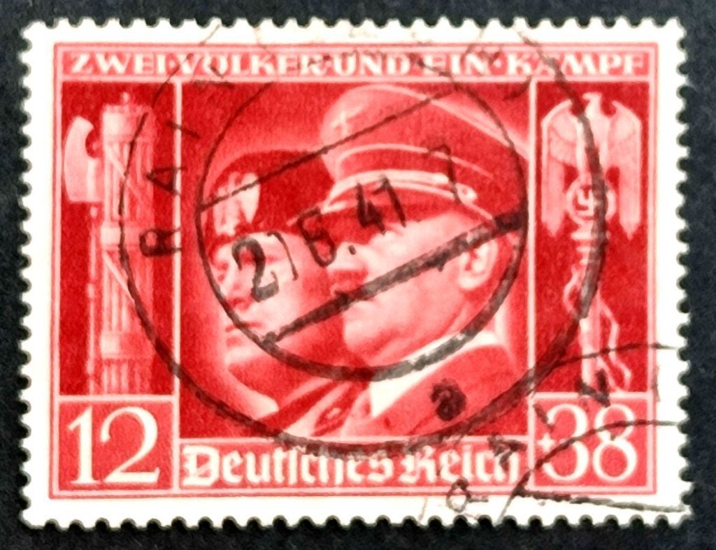 Dt.Reich: "Duits-Italiaanse wapenbroederschap" 1941, Postzegels en Munten, Ophalen of Verzenden, Overige periodes, Gestempeld