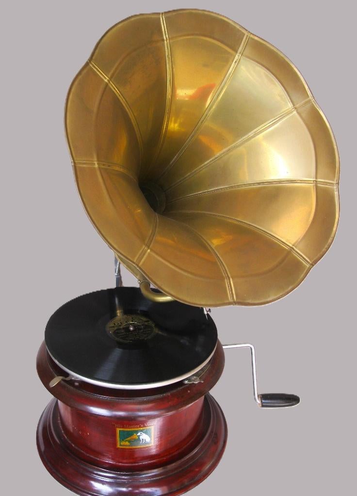 His Master's Voice HMV <Engeland> met bakkelietplaat., Antiek en Kunst, Antiek | Tv's en Audio, Ophalen