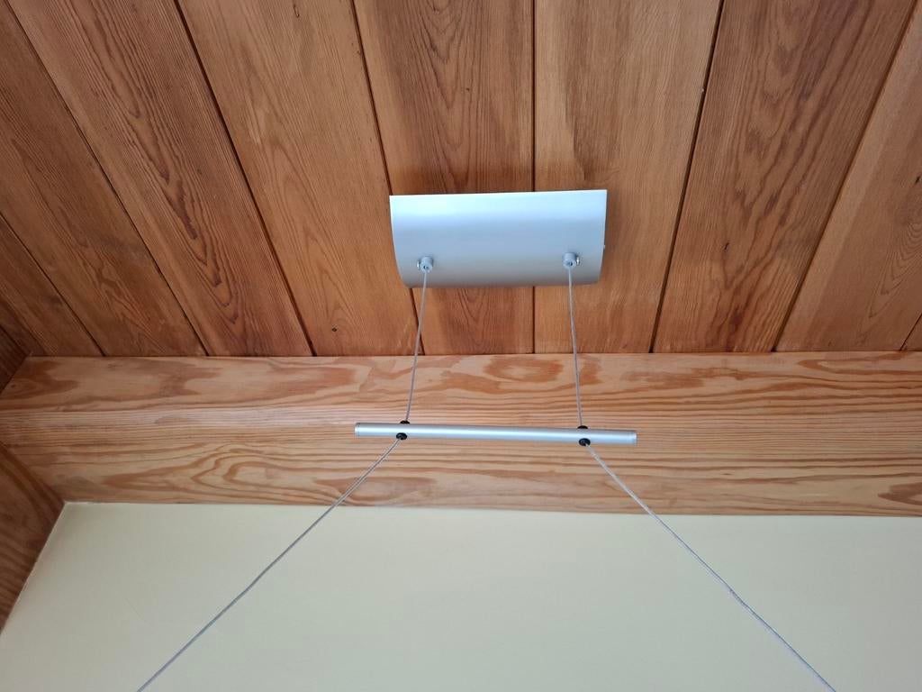 LAMPE SUSPENDUE DESIGN EN ALUMINIUM GRIS MAT avec 5 lumières, 75 cm ou plus, Comme neuf, Enlèvement, Autres matériaux