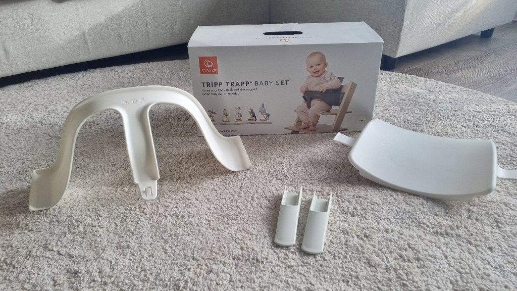 Baby Set Tripp Trapp Stokke — blanc — très bon éta, Ophalen of Verzenden, Zo goed als nieuw, Stoel(en)